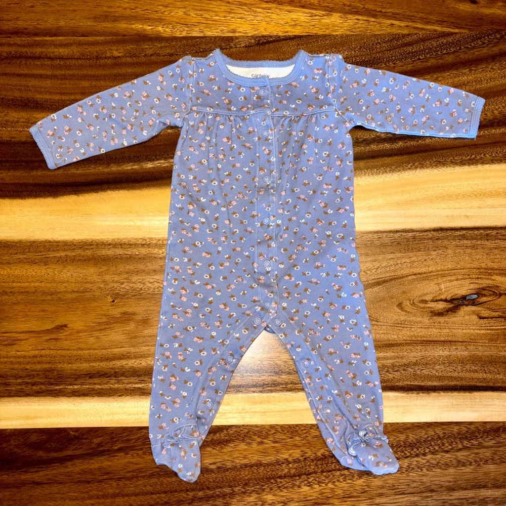 Carter's Purple Floral Cozy Footie One Piece